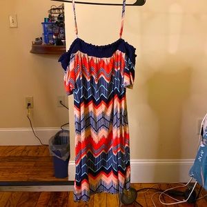 Open shoulder striped dress